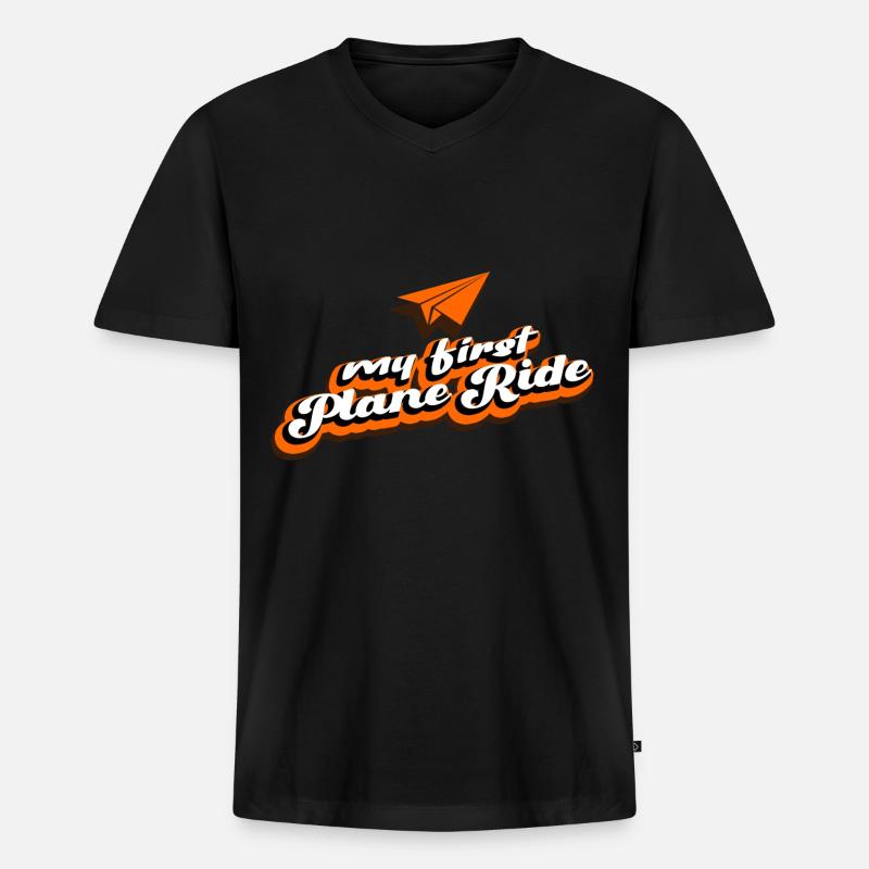 My First Plane Ride 34 - Männer Premium Bio T-Shirt mit V-Ausschnitt - Schwarz