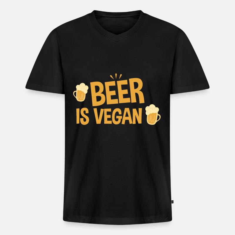 Beer Is Vegan 4 - Männer Premium Bio T-Shirt mit V-Ausschnitt - Schwarz