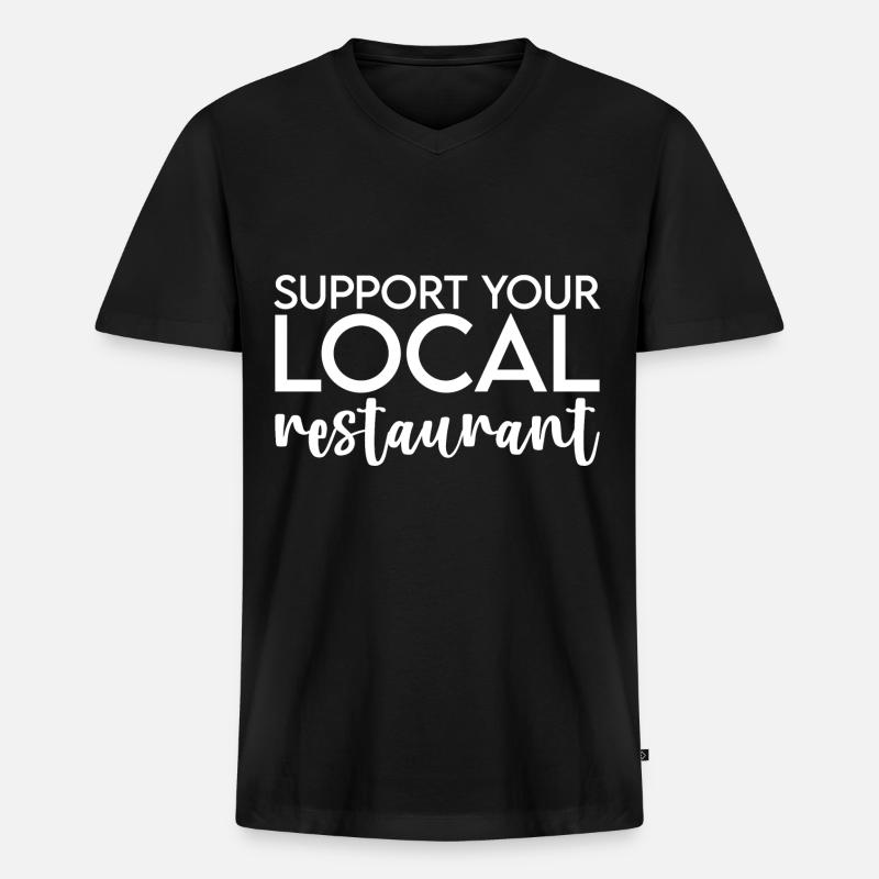 Support Your Local Restaurant - Männer Premium Bio T-Shirt mit V-Ausschnitt - Schwarz