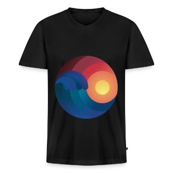 Surfons océan surfons de cadeau vague shaka - T-shirt encolure en V Premium bio Homme - noir - Devant - Nico (187cm)