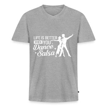Salsa Dance Music Course Beginner Workout Dancer - Men's Premium Organic T-shirt with V-neck - heather grey - Front