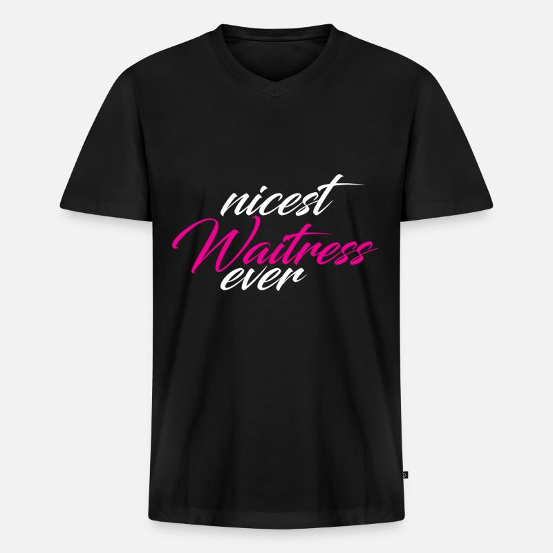 Nicest Waitress Ever 2 - Männer Premium Bio T-Shirt mit V-Ausschnitt - Schwarz