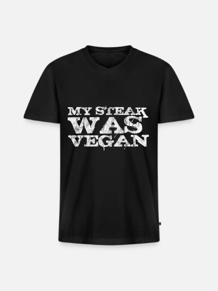 Mon steak était végétalien 3 - T-shirt encolure en V Premium bio Homme - noir