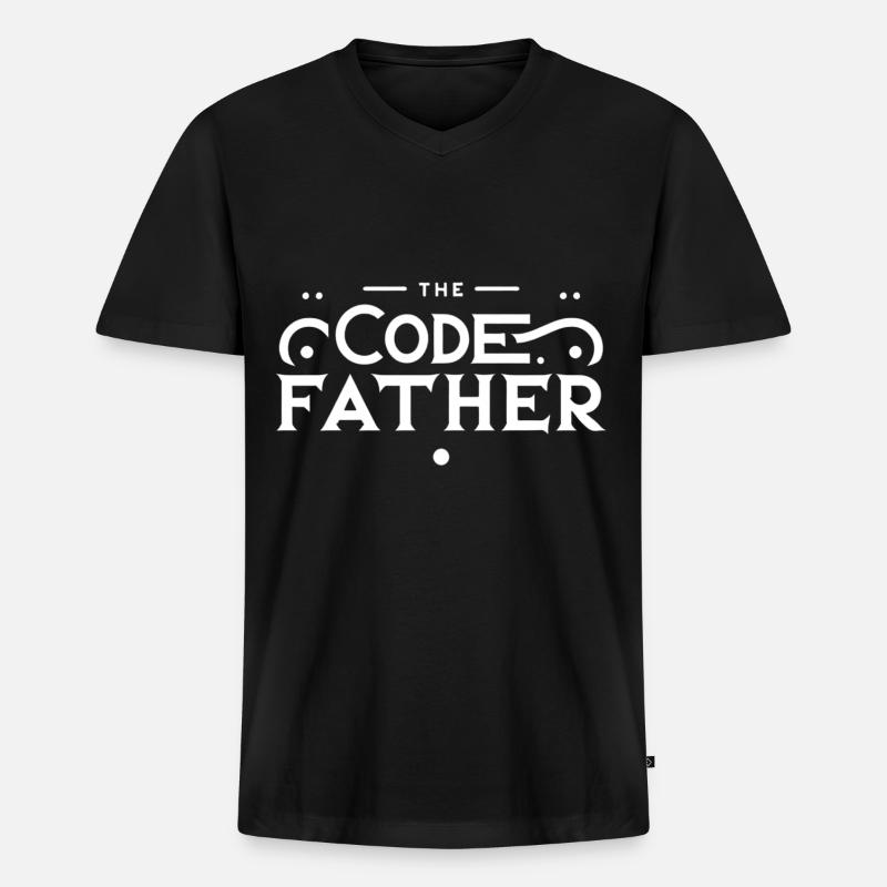 Le Père du Code 4 - T-shirt encolure en V Premium bio Homme - noir