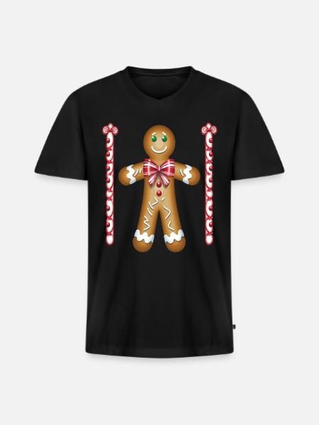 Hässliche Lebkuchen für Weihnachtsfeiern - Männer Premium Bio T-Shirt mit V-Ausschnitt - Schwarz