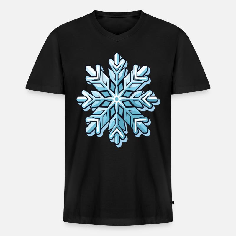 Schneeflocke - Männer Premium Bio T-Shirt mit V-Ausschnitt - Schwarz