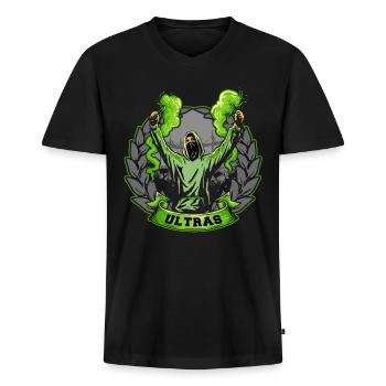 Ultras - Men's Premium Organic T-shirt with V-neck - black - Front - Nico (187cm)