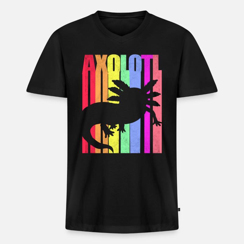 Axolotl - Männer Premium Bio T-Shirt mit V-Ausschnitt - Schwarz