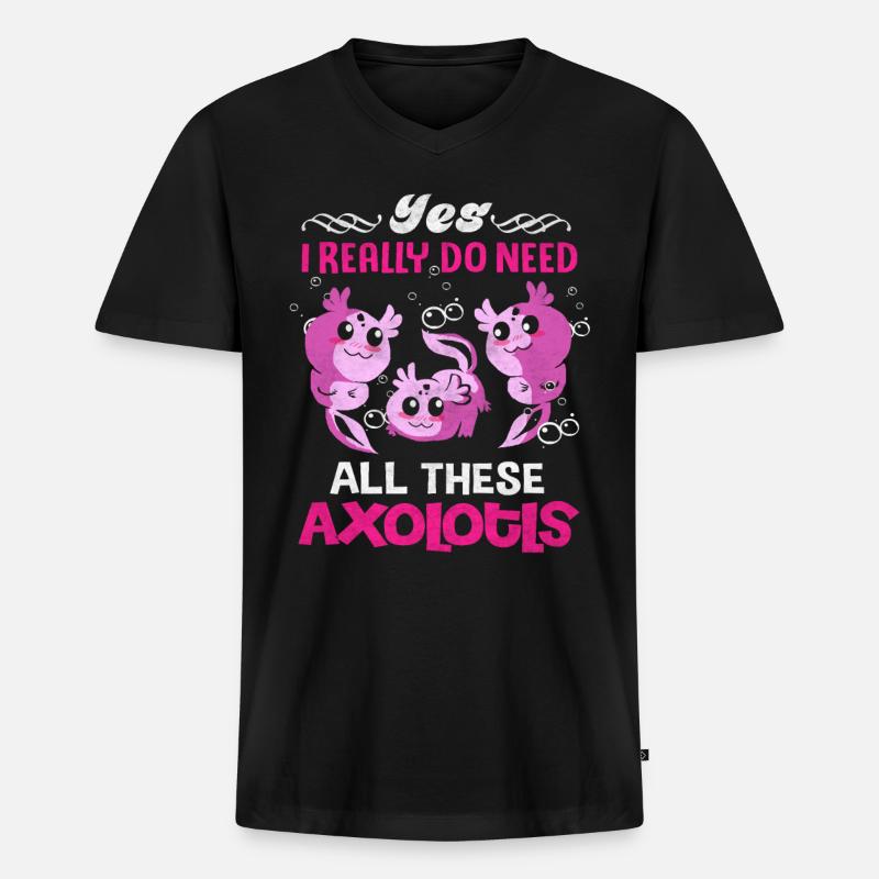 Axolotl - Männer Premium Bio T-Shirt mit V-Ausschnitt - Schwarz