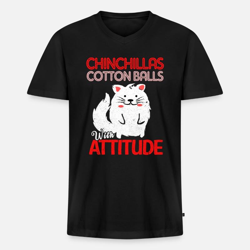 Chinchilla - Männer Premium Bio T-Shirt mit V-Ausschnitt - Schwarz