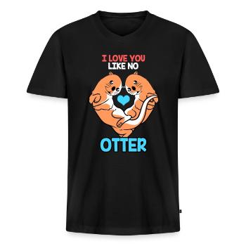 Otter Ferret Marten Water Sea Otter Beaver Sweet - Men's Premium Organic T-shirt with V-neck - black - Front - Nico (187cm)