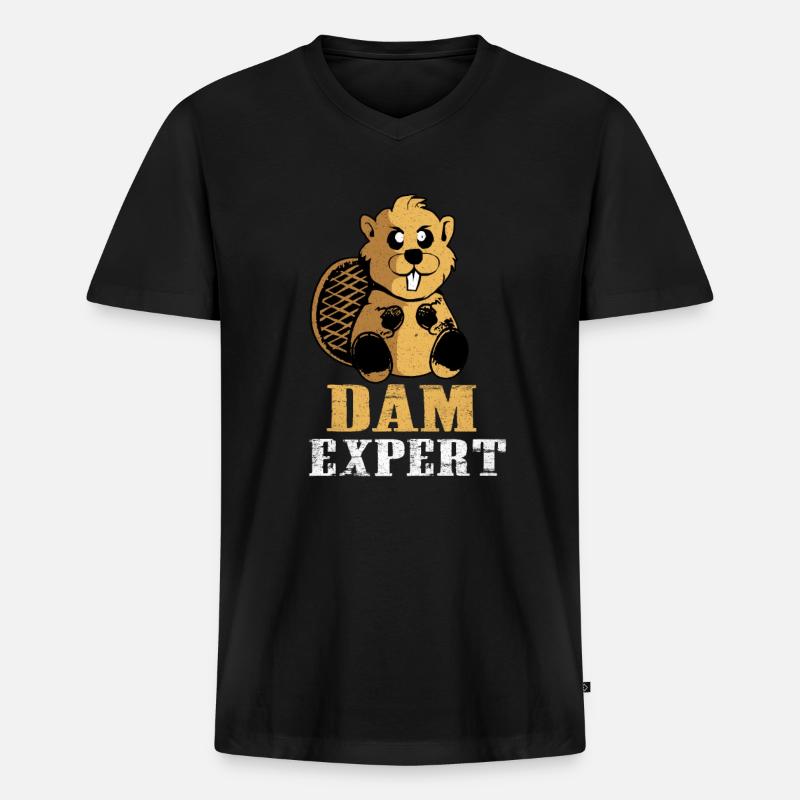 Biber - Männer Premium Bio T-Shirt mit V-Ausschnitt - Schwarz