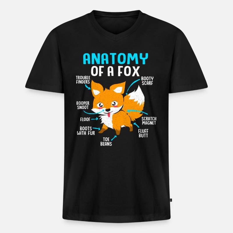 Fuchs - Männer Premium Bio T-Shirt mit V-Ausschnitt - Schwarz