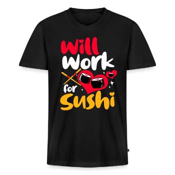 Sushi Go Reis Japan Tokio Miso Nigiri Maki Udon - Männer Premium Bio T-Shirt mit V-Ausschnitt - Schwarz - Vorne - Nico (187cm)