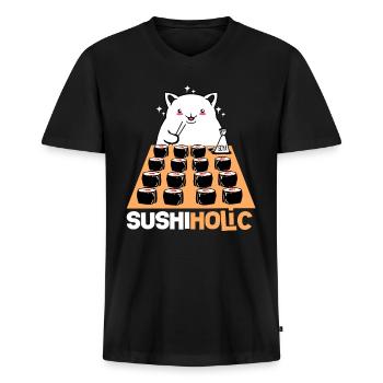 Sushi Go Reis Japan Tokio Miso Nigiri Maki Udon - Männer Premium Bio T-Shirt mit V-Ausschnitt - Schwarz - Vorne - Nico (187cm)