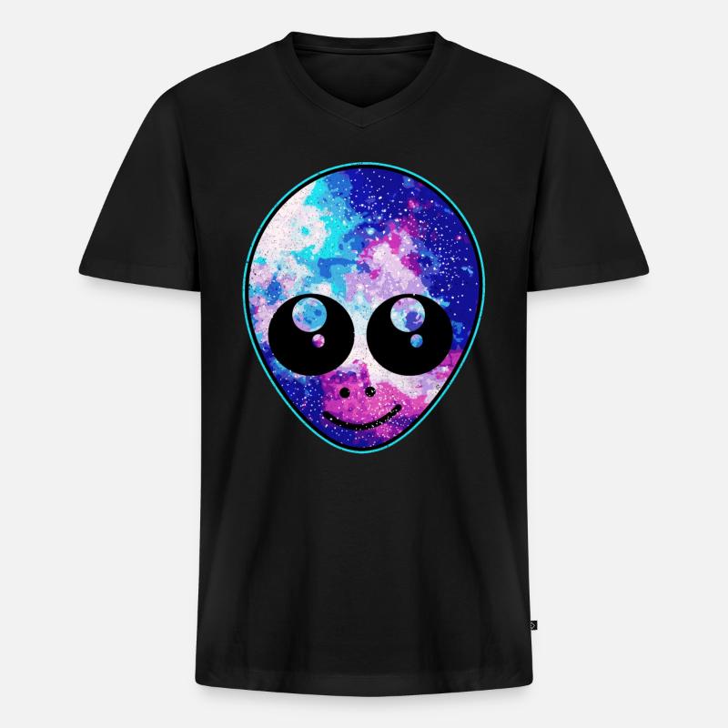 Aliens - Männer Premium Bio T-Shirt mit V-Ausschnitt - Schwarz