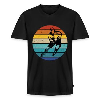 Eishockey - Männer Premium Bio T-Shirt mit V-Ausschnitt - Schwarz - Vorne - Nico (187cm)