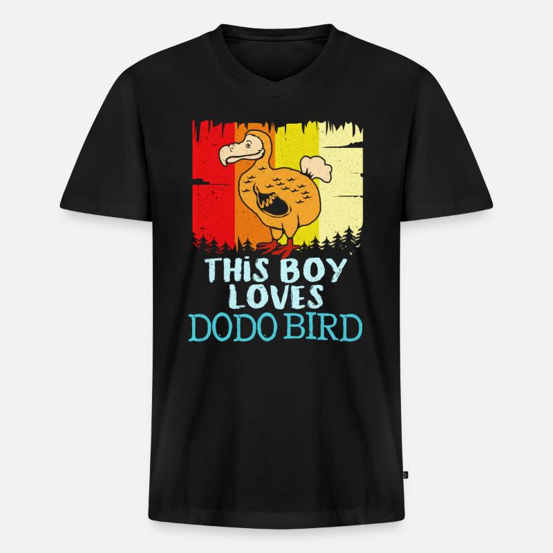 Dodo - Männer Premium Bio T-Shirt mit V-Ausschnitt - Schwarz