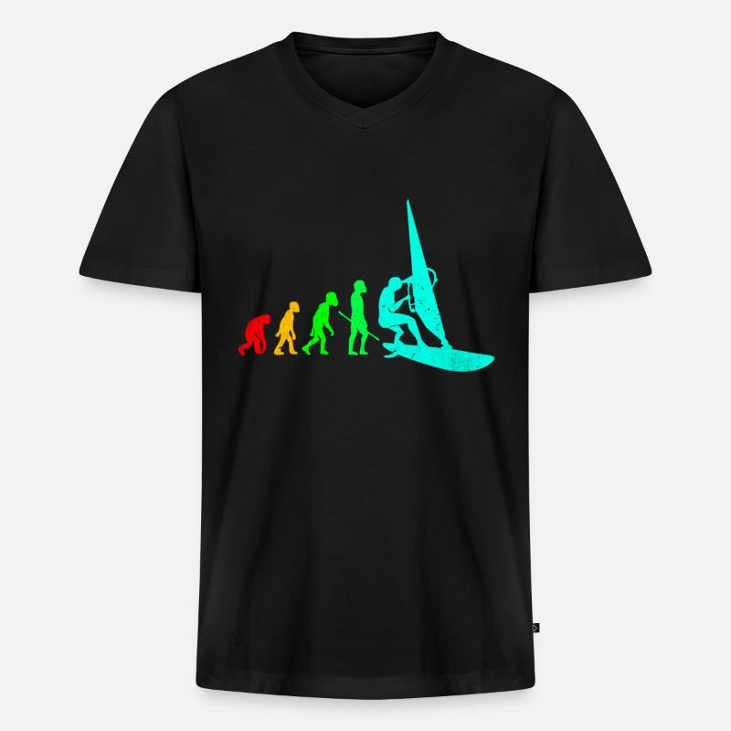 Windsurfen - Männer Premium Bio T-Shirt mit V-Ausschnitt - Schwarz