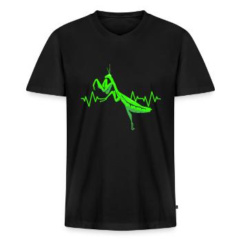 Gottesanbeterin Entomologie Insekt Zoologie Spruch - Männer Premium Bio T-Shirt mit V-Ausschnitt - Schwarz - Vorne - Nico (187cm)