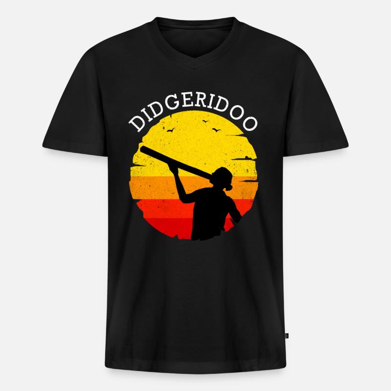 Didgeridoo - Männer Premium Bio T-Shirt mit V-Ausschnitt - Schwarz
