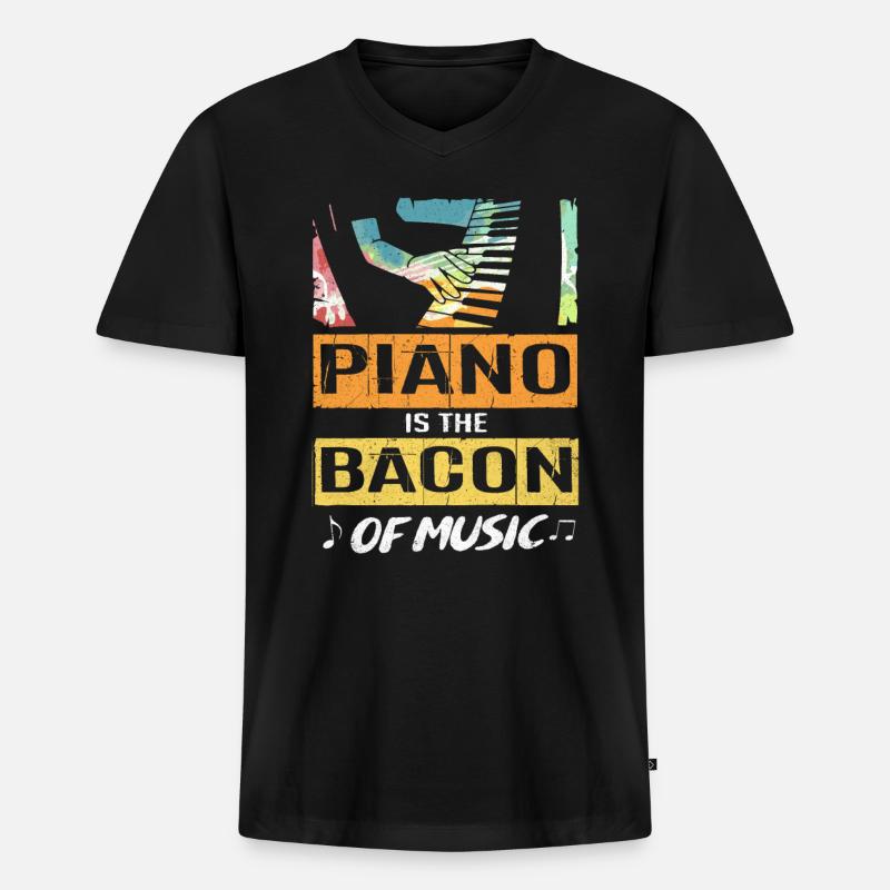 Piano - Männer Premium Bio T-Shirt mit V-Ausschnitt - Schwarz