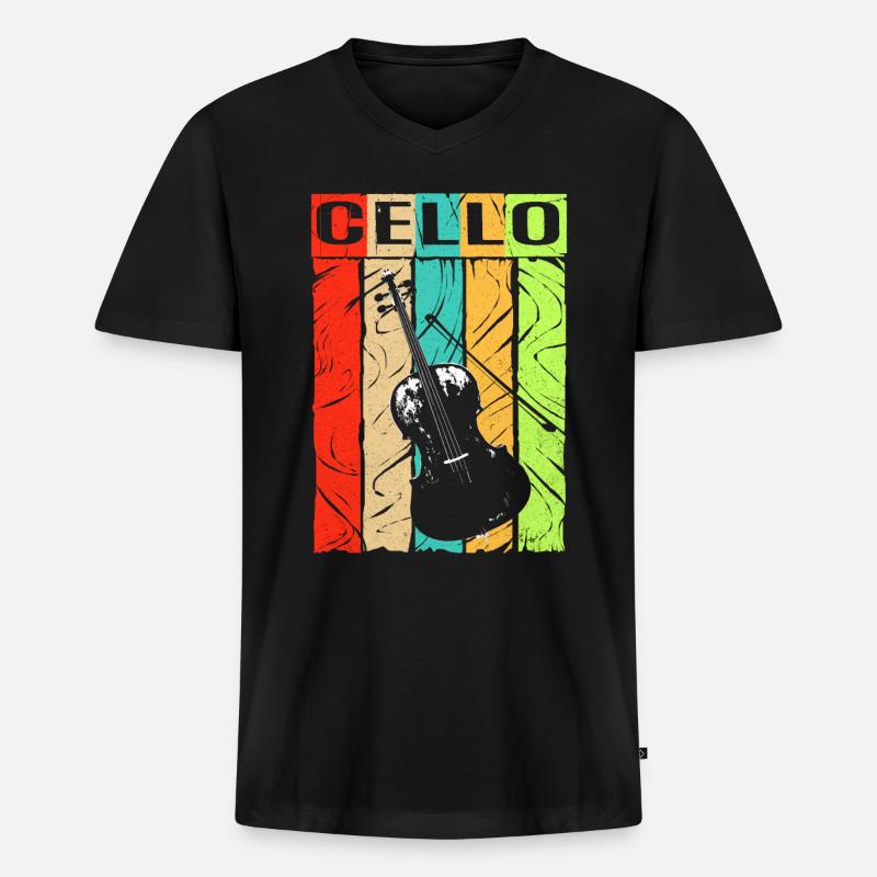 Cello - Männer Premium Bio T-Shirt mit V-Ausschnitt - Schwarz
