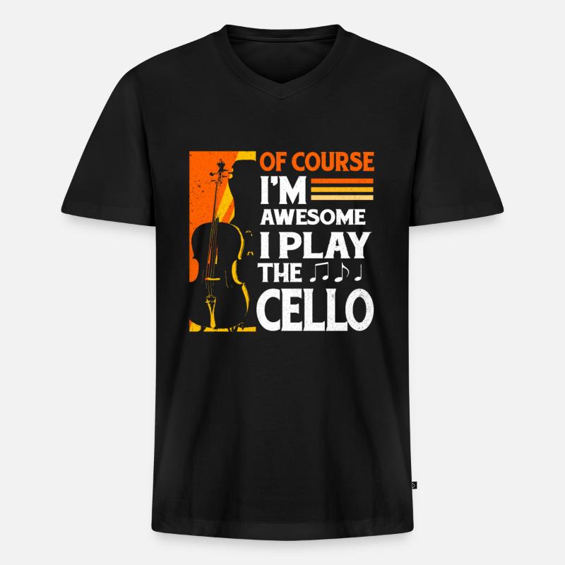 Cello - Männer Premium Bio T-Shirt mit V-Ausschnitt - Schwarz