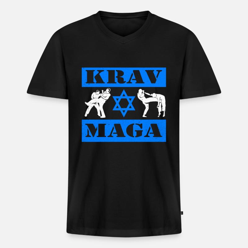 Krav Maga - Männer Premium Bio T-Shirt mit V-Ausschnitt - Schwarz