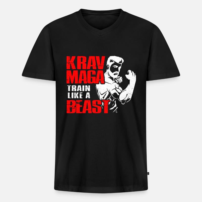 Krav Maga - Männer Premium Bio T-Shirt mit V-Ausschnitt - Schwarz