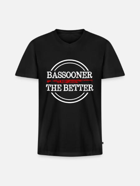Fagott Blasinstrument Blasmusik Musiklehrer Oktave - Männer Premium Bio T-Shirt mit V-Ausschnitt - Schwarz