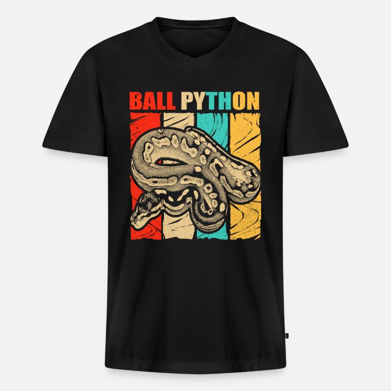 Python - T-shirt encolure en V Premium bio Homme - noir