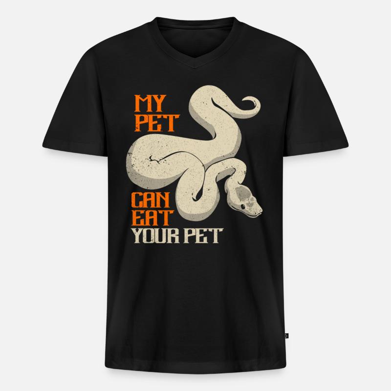 Python - T-shirt encolure en V Premium bio Homme - noir