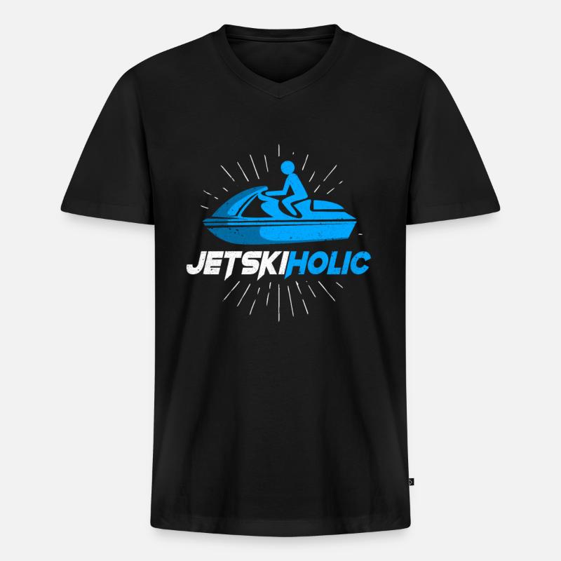 Jetski - Männer Premium Bio T-Shirt mit V-Ausschnitt - Schwarz