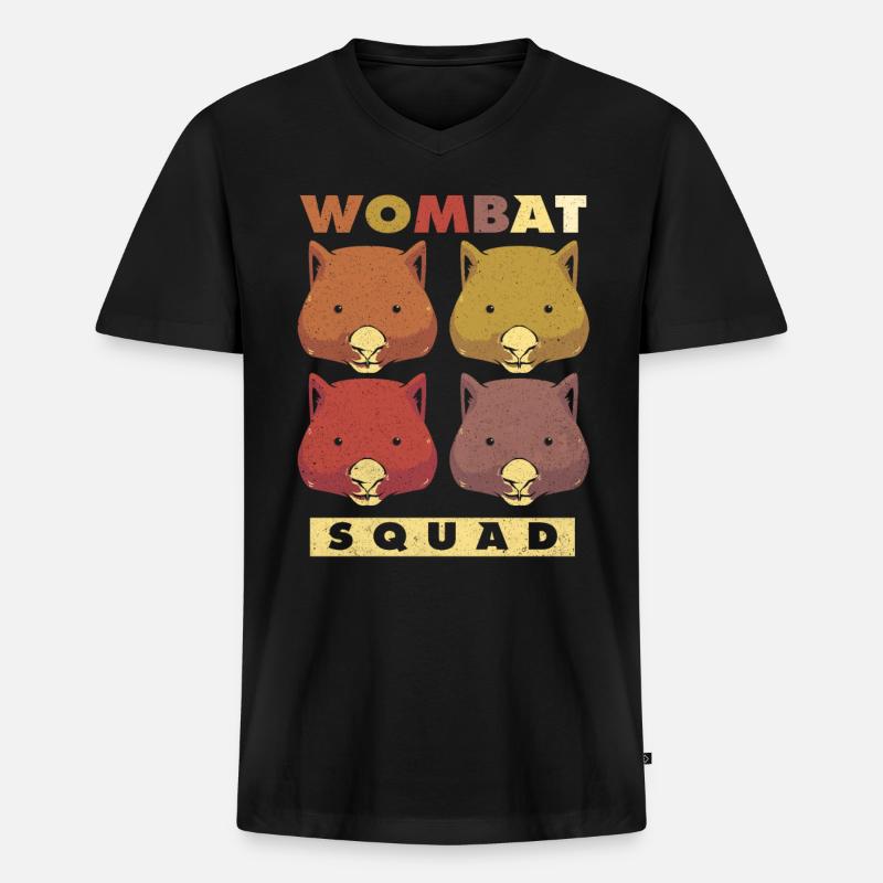 Wombat - Männer Premium Bio T-Shirt mit V-Ausschnitt - Schwarz