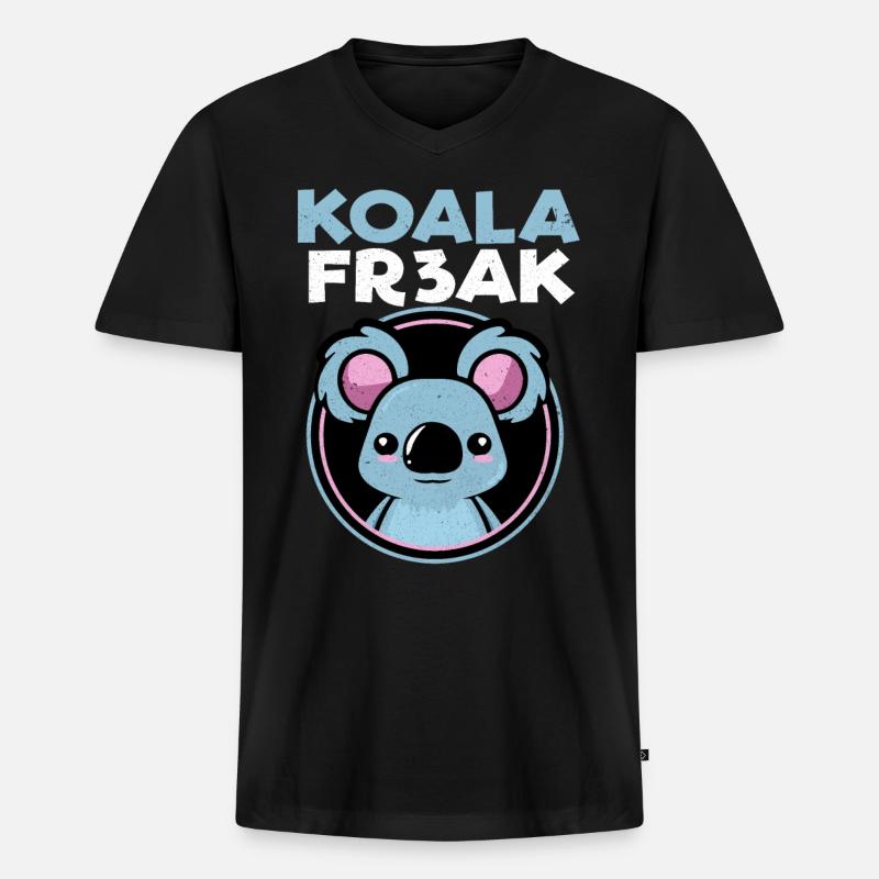 Koala - Männer Premium Bio T-Shirt mit V-Ausschnitt - Schwarz