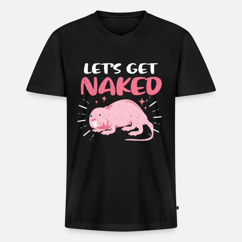 Nacktmull - Männer Premium Bio T-Shirt mit V-Ausschnitt - Schwarz