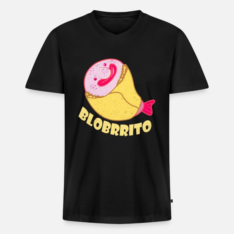 Blobfisch - Männer Premium Bio T-Shirt mit V-Ausschnitt - Schwarz