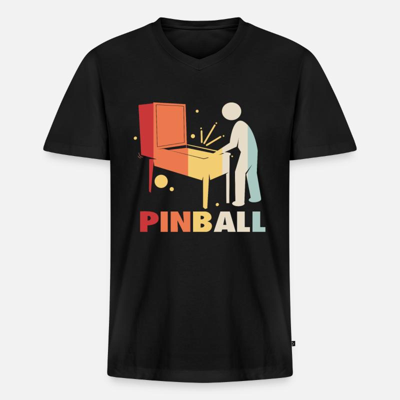 Flipper Pinball Flipperautomat Flipperhebel Game - Männer Premium Bio T-Shirt mit V-Ausschnitt - Schwarz