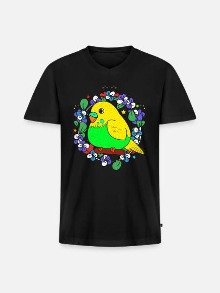 Budgie - Men's Premium Organic T-shirt with V-neck - black