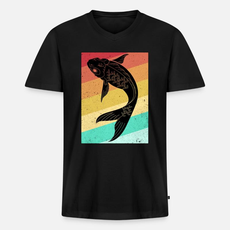 Koi - Männer Premium Bio T-Shirt mit V-Ausschnitt - Schwarz