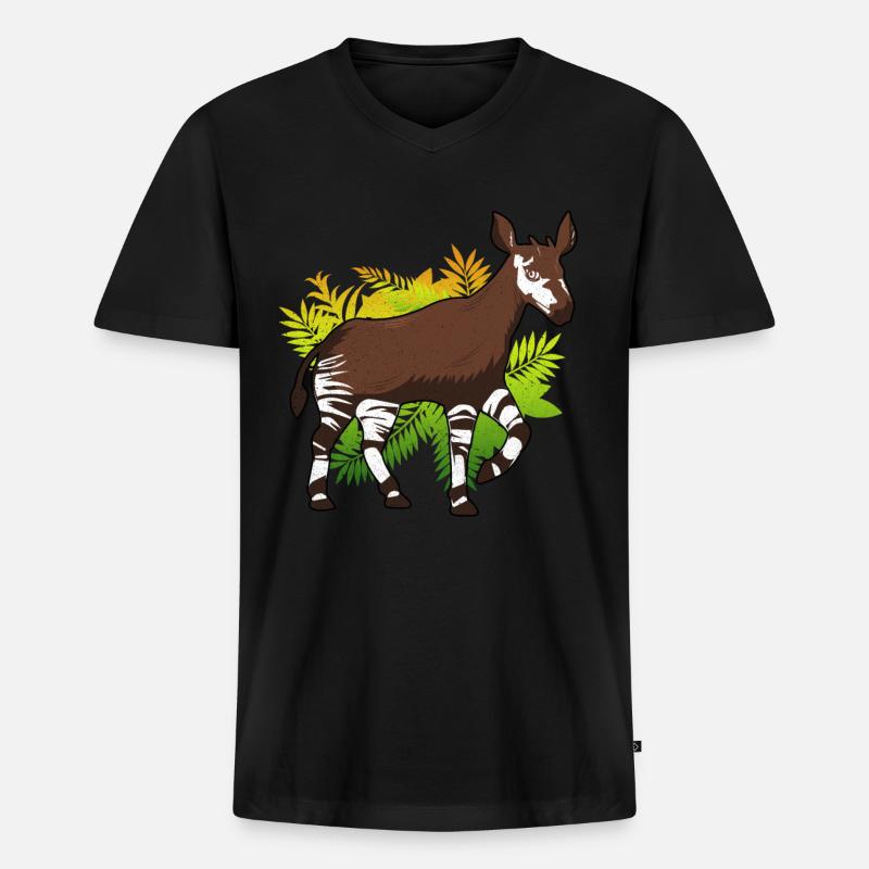 Okapi - Männer Premium Bio T-Shirt mit V-Ausschnitt - Schwarz