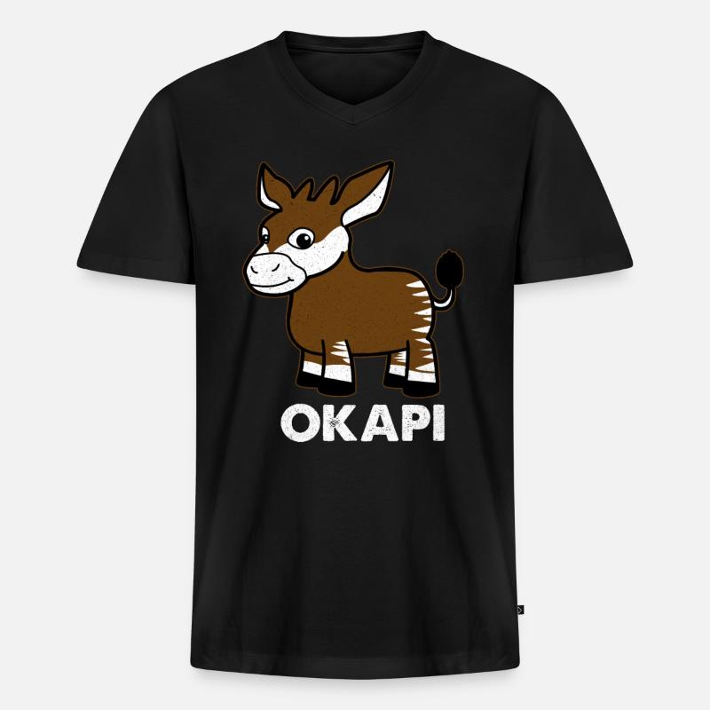 Okapi - Männer Premium Bio T-Shirt mit V-Ausschnitt - Schwarz