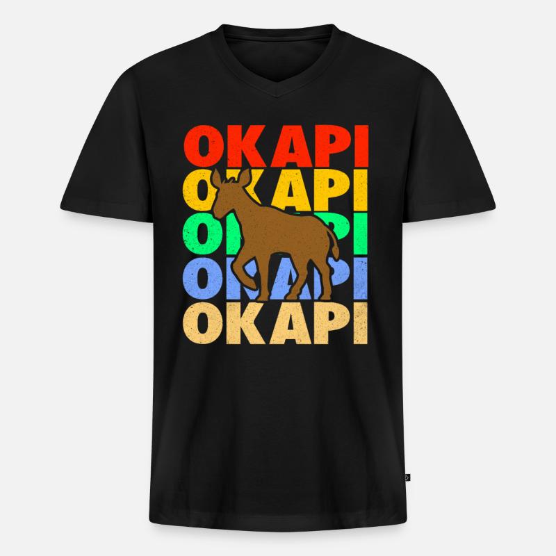 Okapi - Männer Premium Bio T-Shirt mit V-Ausschnitt - Schwarz
