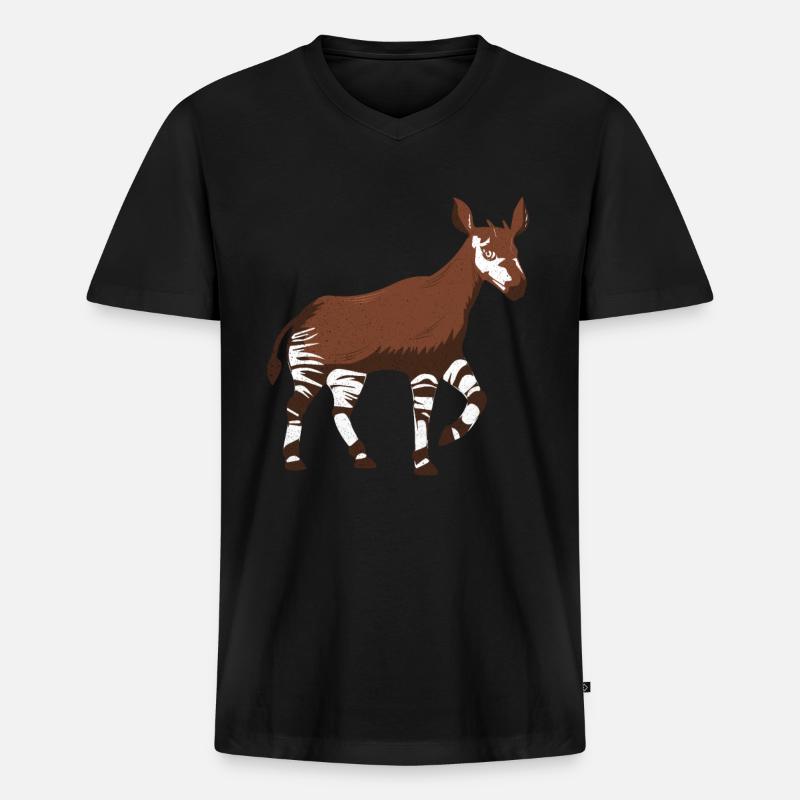 Okapi - Männer Premium Bio T-Shirt mit V-Ausschnitt - Schwarz