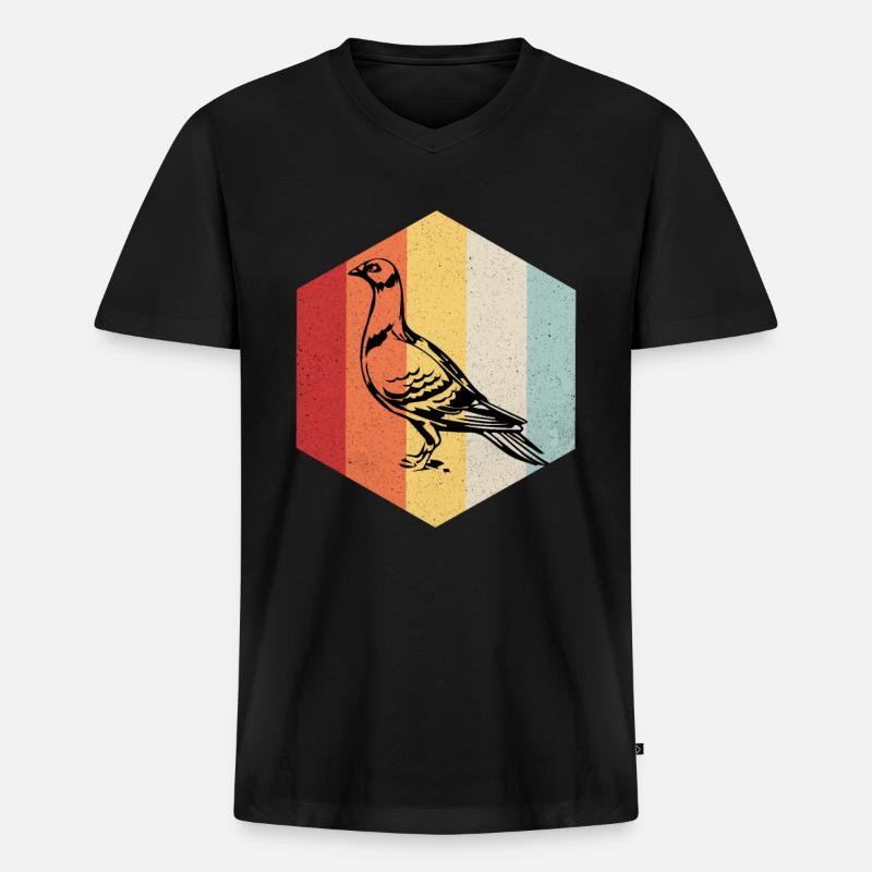 Taube - Männer Premium Bio T-Shirt mit V-Ausschnitt - Schwarz