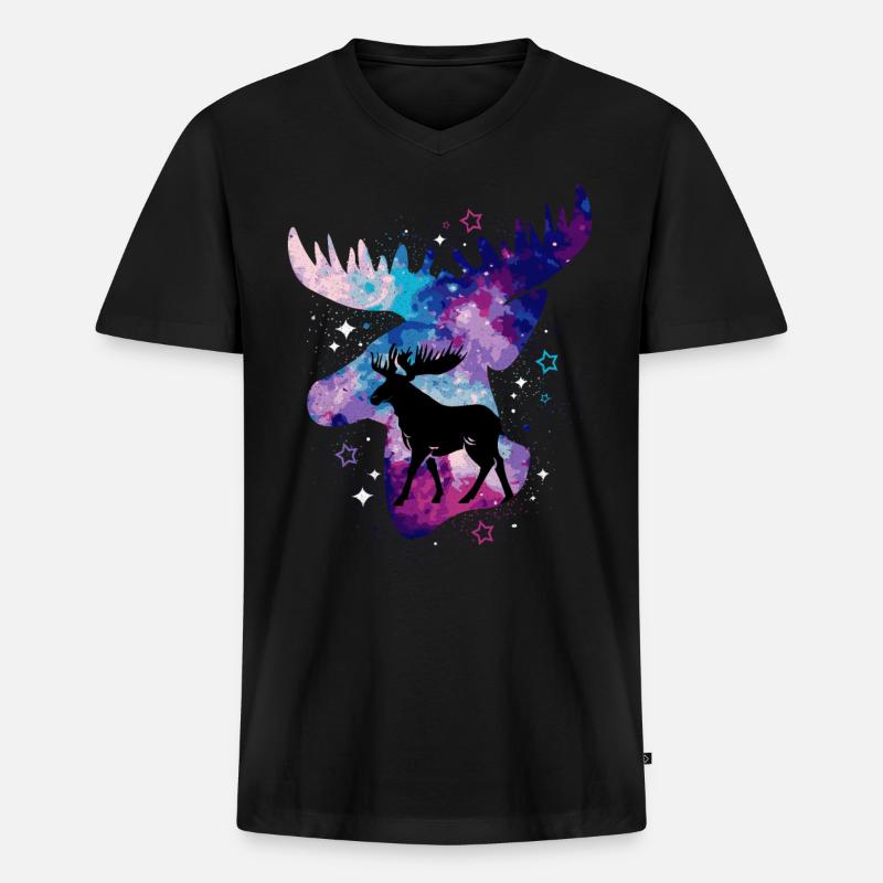 Elch - Männer Premium Bio T-Shirt mit V-Ausschnitt - Schwarz