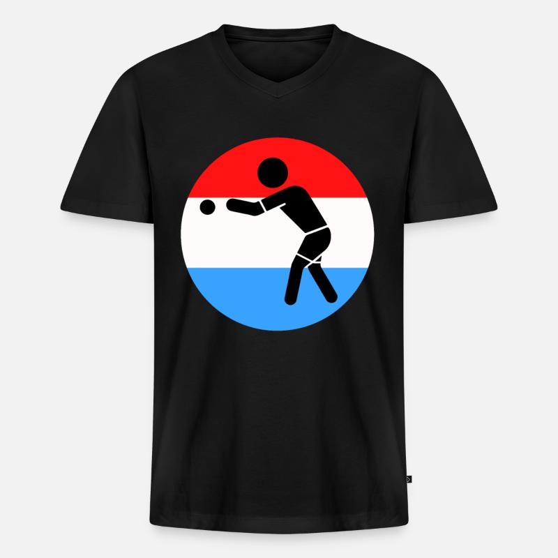 Pétanque - Männer Premium Bio T-Shirt mit V-Ausschnitt - Schwarz