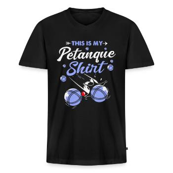 Pétanque - Men's Premium Organic T-shirt with V-neck - black - Front - Nico (187cm)