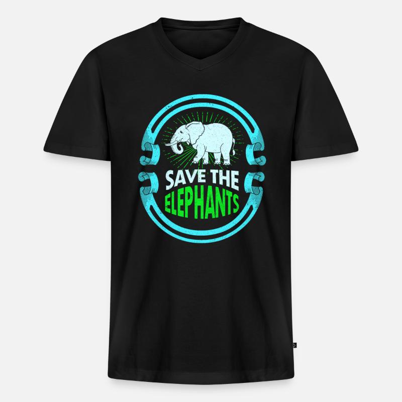 Elefant - Männer Premium Bio T-Shirt mit V-Ausschnitt - Schwarz